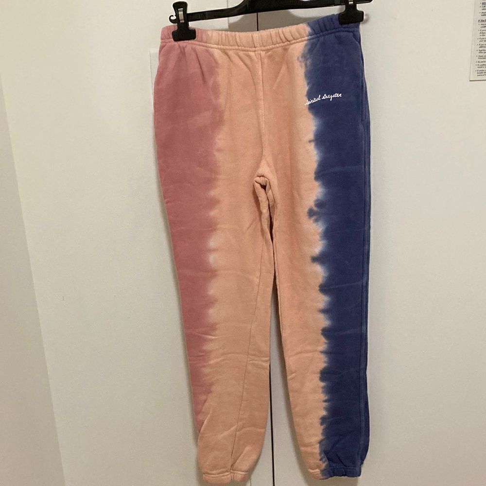 Spiritual Gangster Tie Dye Perfect Terry Sweatpant Jogger in Pink/Blue. Size XS.